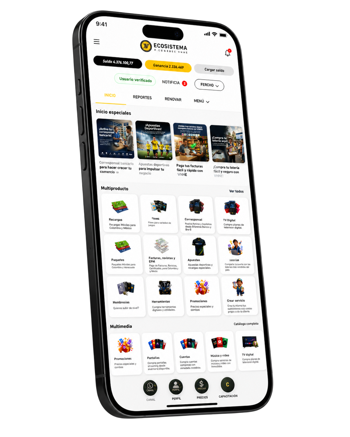 Aplicación Ecosistema VNHE en un celular